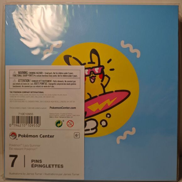 Pokemon TCG Lazy Summer Specialty Enamel Pins Set Of 7 Official Nintendo Badge - Picture 2 of 15